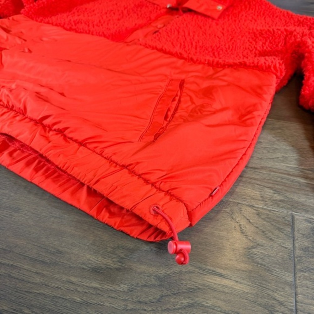 Lou & Grey Red Sherpa Fleece Pullover Snap Neck Sweatshirt Women's Medium - Picture 4 of 8